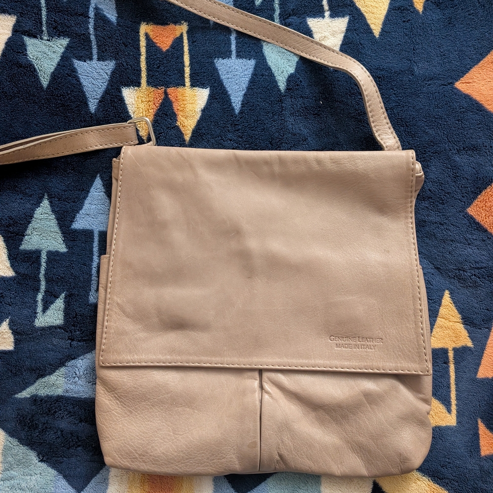Beige Italian leather Crossbody Bag